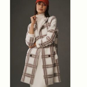 NWT Anthropologie NVLT Double-Breasted plaid  print Coatigan S
